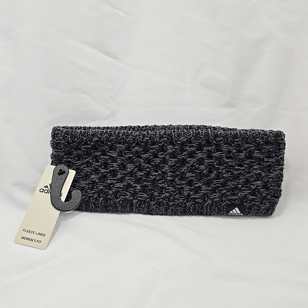 NWT Adidas Crestline Fleece Lined Headband Womens Fit Black/Onyx Gray OSFA